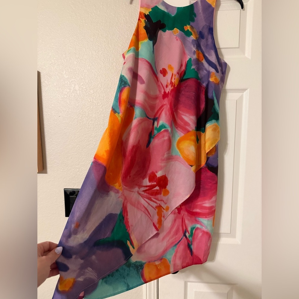 Ralph Lauren Multicolor Floral Watercolor Sleeveless Midi Dress - Picture 2 of 5